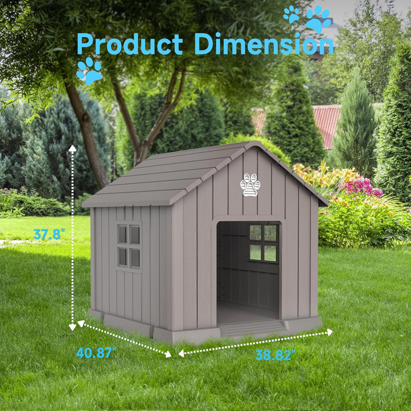 Niche pour chien à toit pointu 38 po Olilawn, Brun