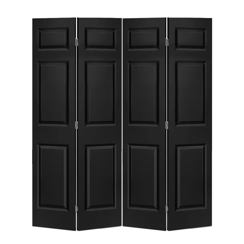 Porte à panneaux pliante en bois et métal, Noir, 48 po x 84 po