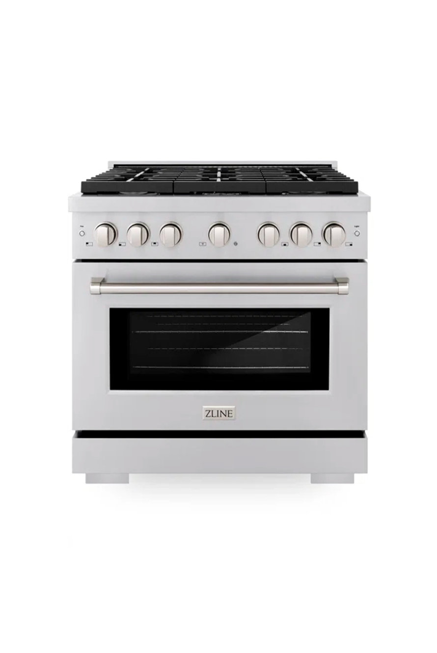 ZLINE 36 in. 5.2 cu. ft. 6 Burner Gas Range with Convection Gas Oven in Stainless Steel