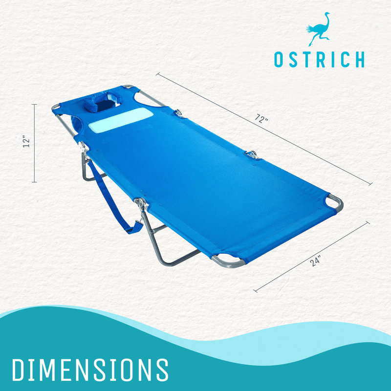 Ostrich The Ladies Comfort Lounger Foldable Beach Pool Tanning Chair, Ocean Blue, Blue