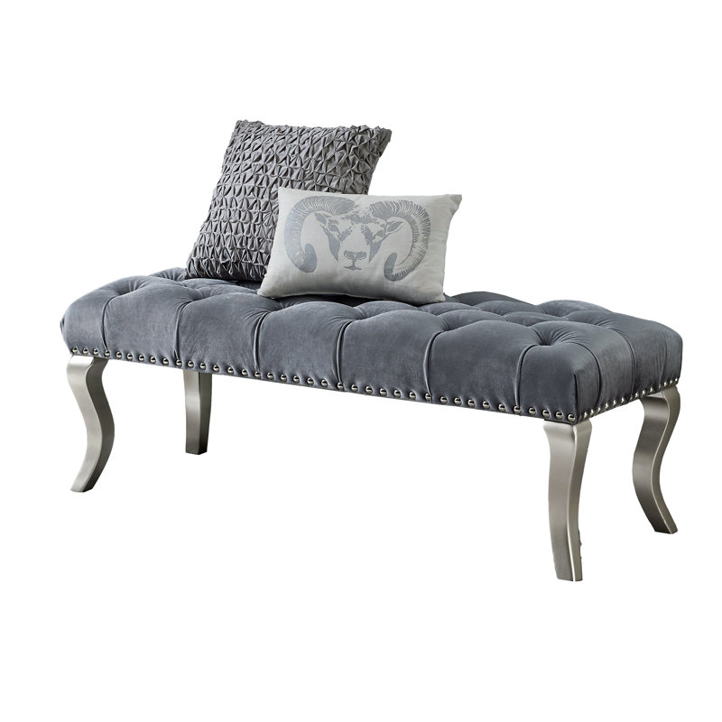 Garza Polyester Blend Upholstered Bench, Gray