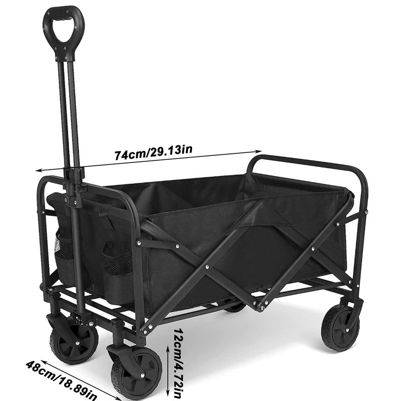Folding Wagon on Wheels Festival Trolley Cart with Adjustable Handle, 330lbs Load