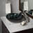 Novatto 16.5'' Black/Silver Glass Circular Bathroom Sink-95973681