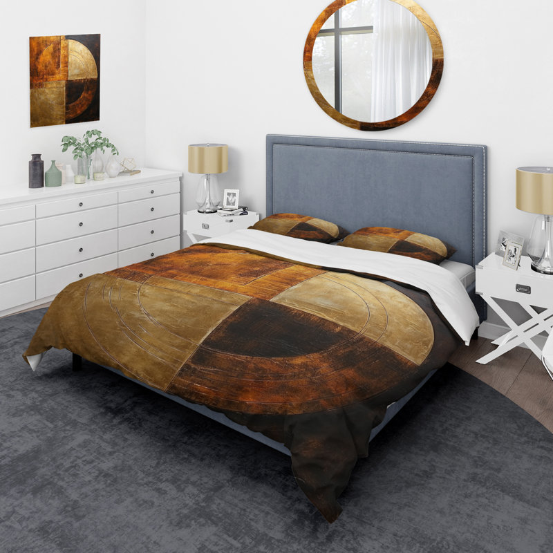Ensemble de housse de couette Bronze Brilliance Symmetry - Abstract Shapes, Housse de couette très grand et 2 très grandes t
