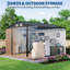 Remise de rangement extérieure en acier robuste 10 x 8 pi, portes verrouillables, bouches d'aération, maisonnette imperméable pour jardin, cour, patio, pelouse, brun, couleur par défaut du système