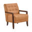 Chaise d'appoint en cuir de style moderne et capitonnée avec détails en bois et finition noyer-1801025963