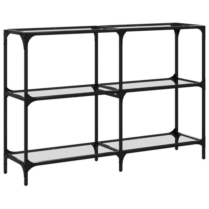 Console Table With Glass Top Steel, 81cm H x 118.5cm W x 30cm D, Transparent