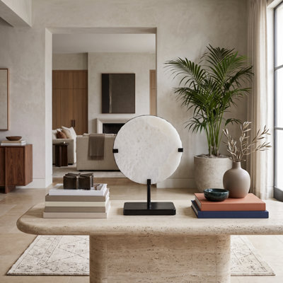 Lampe en onyx, base ronde noire
