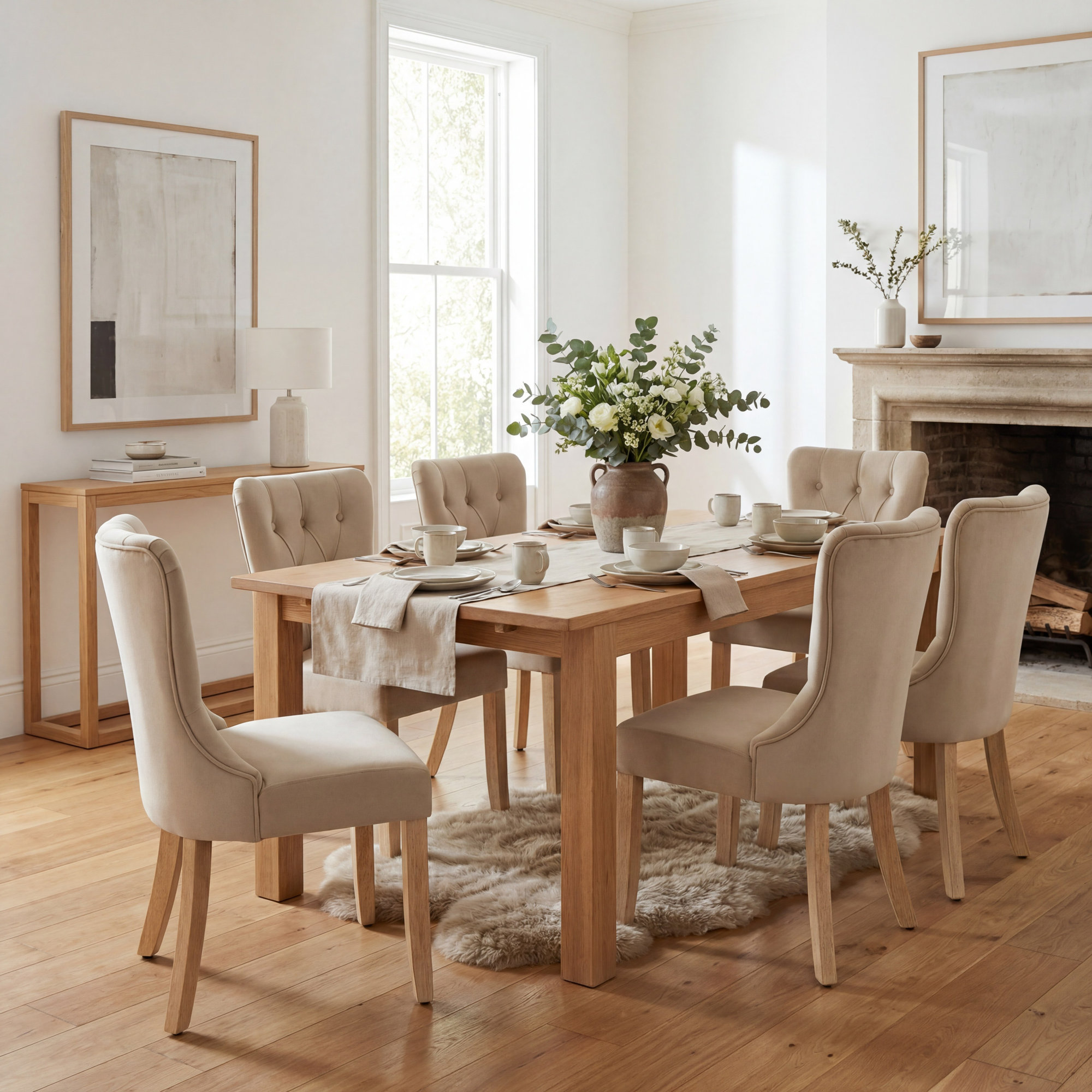 Dutton Upholstered Dining Chair, Oatmeal Velvet