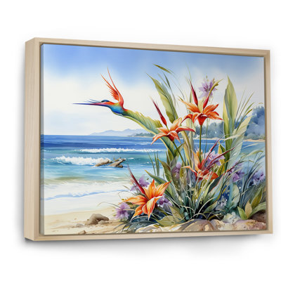 Birds Of Paradise On The Beach - Birds Of Paradise Framed Wall Art