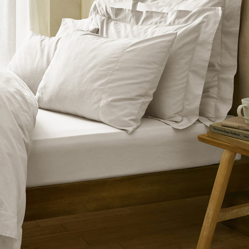 Arber Linen Blend Standard Fitted Sheet, Double (4'6), White