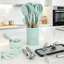 Ensemble d'ustensiles de cuisine en silicone 44 pièces avec support, spatule antiadhésive résistante à la chaleur et outils pour gadgets avec poignées en bois, vert-129466338