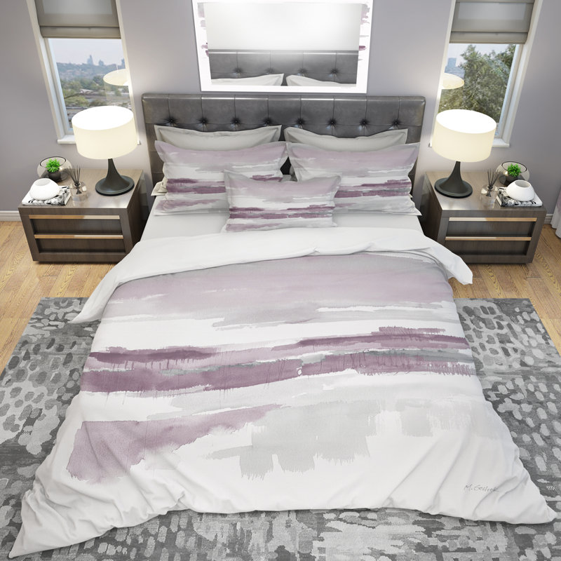 Mauve Amethyst Wetlands - Ensemble de housse de couette traditionnel - Microfibre de polyester
