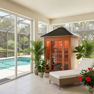 SunRay Saunas 3 - Person Bluetooth Compatible Traditional Steam Sauna in Hemlock