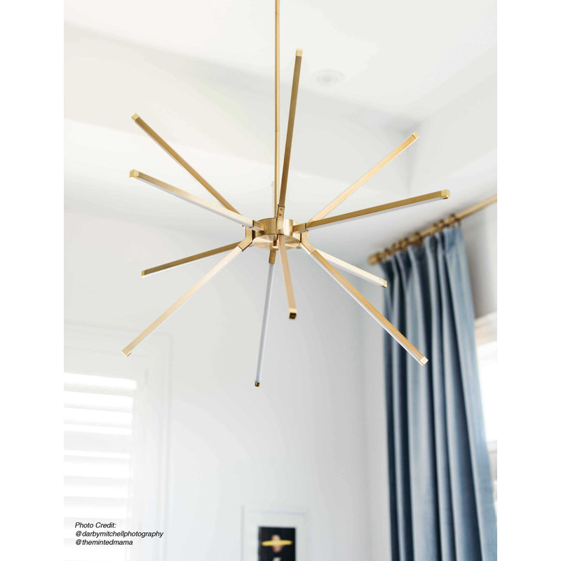 Lustre linéaire Spoutnik à 12 lumières Ringwood, Laiton vieilli