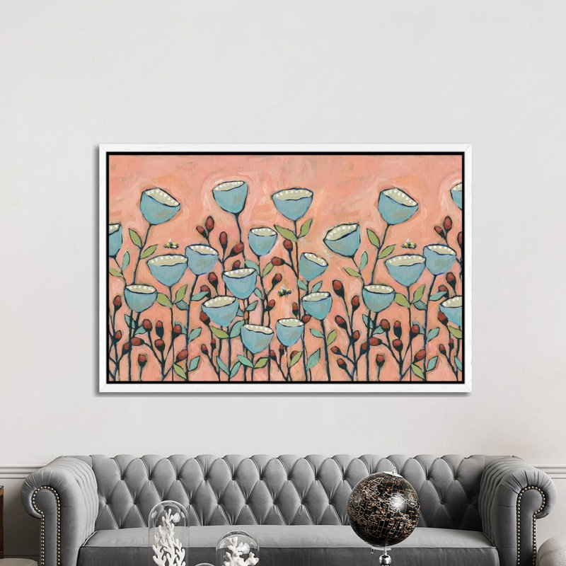 Floral XXVI by Teresa Kogut - Painting on Canvas, White Framed, 101.6cm H x 152.4cm W x 3.81cm D