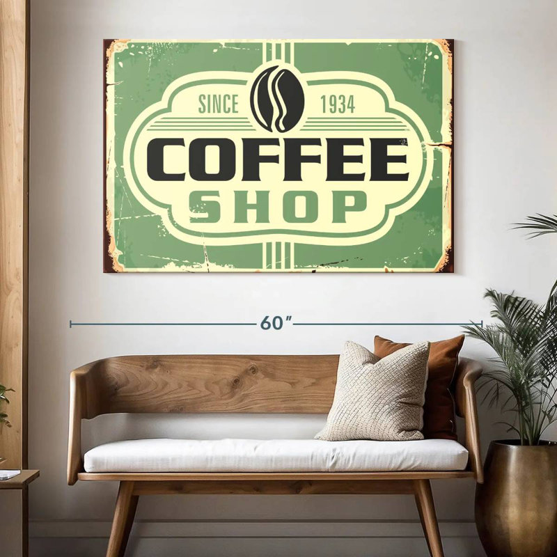 Coffee Shop Logo Wall Sign, 34" H x 51" W