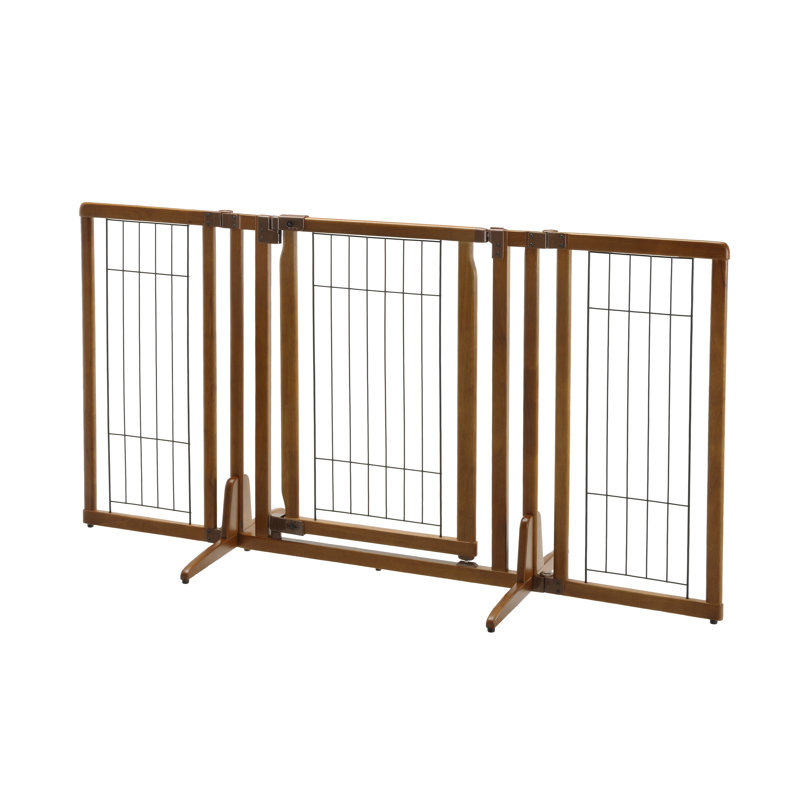 Barrière autoportante pour animaux avec porte premium plus, Bois médium