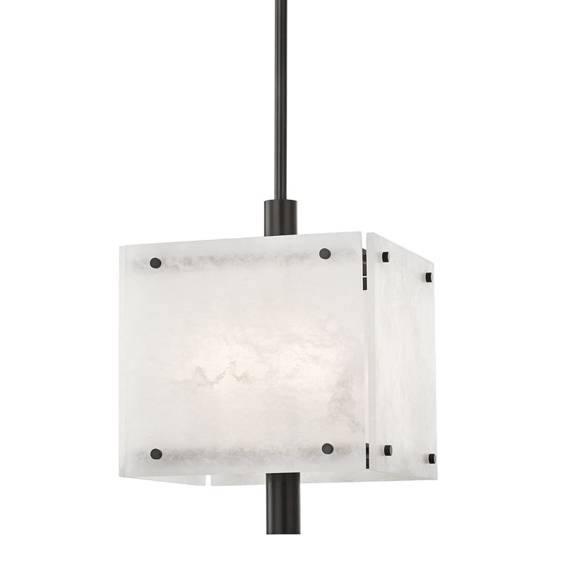 Luminaire suspendu carré simple 4 lumières Paladino, H 22,5 po x l 15,75 po x P 15,75 po, Bronze vieilli
