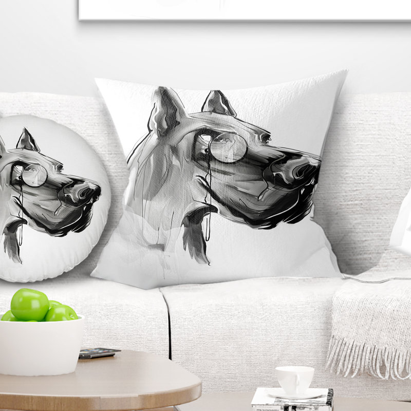 Coussin English Bulldog with Monocle, 16 po x 1 po, Carré