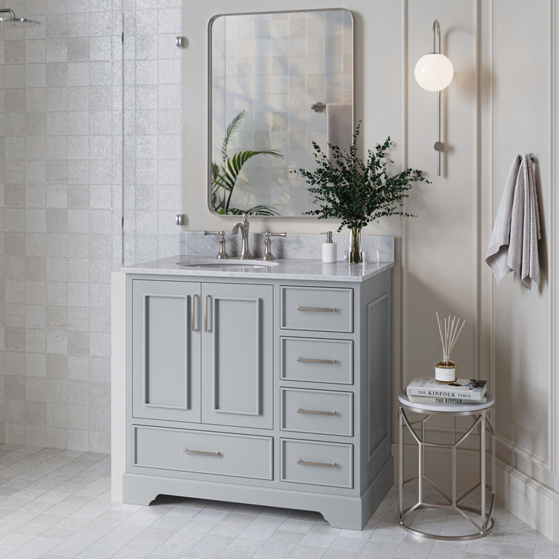 Ensemble de meuble-lavabo simple 37 po avec plateau Abita, Gris