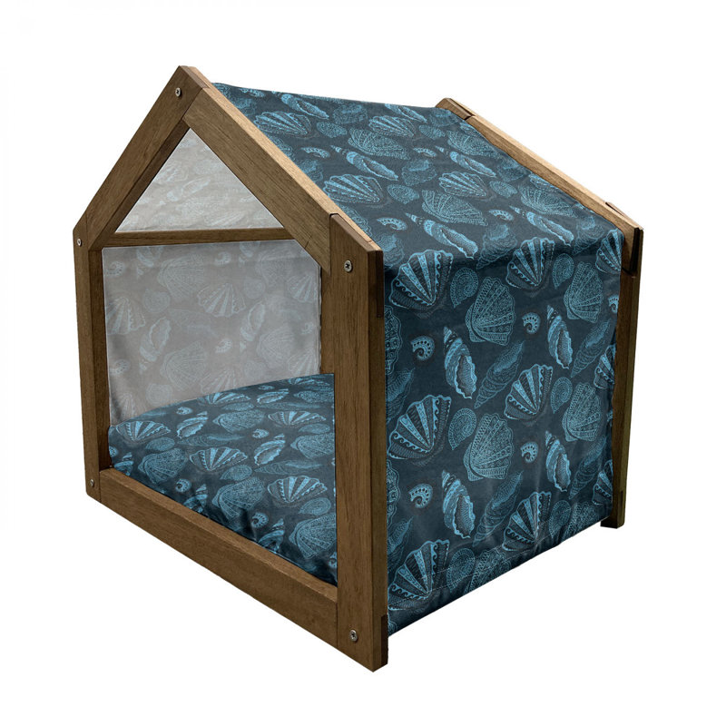 Niche pour chien en bois bleu, H 32,28 po x l 39,37 po x P 28,35 po
