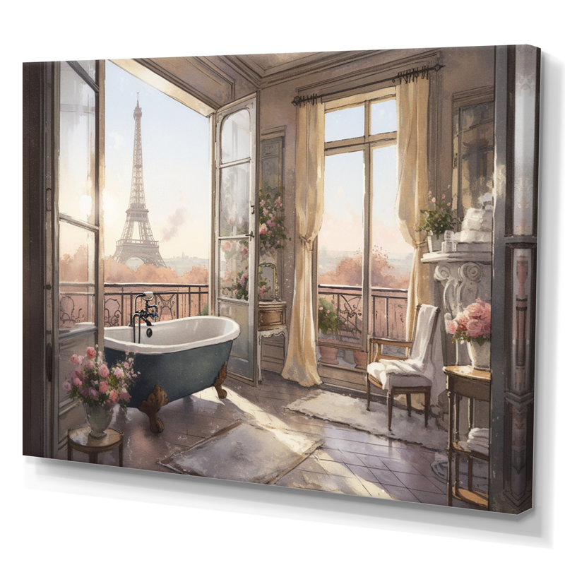 «Egli Bathaign Bliss with a View of the Eiffel Tower II», reproduction sur toile tendue, H 24 po x l 32 po x P 1 po