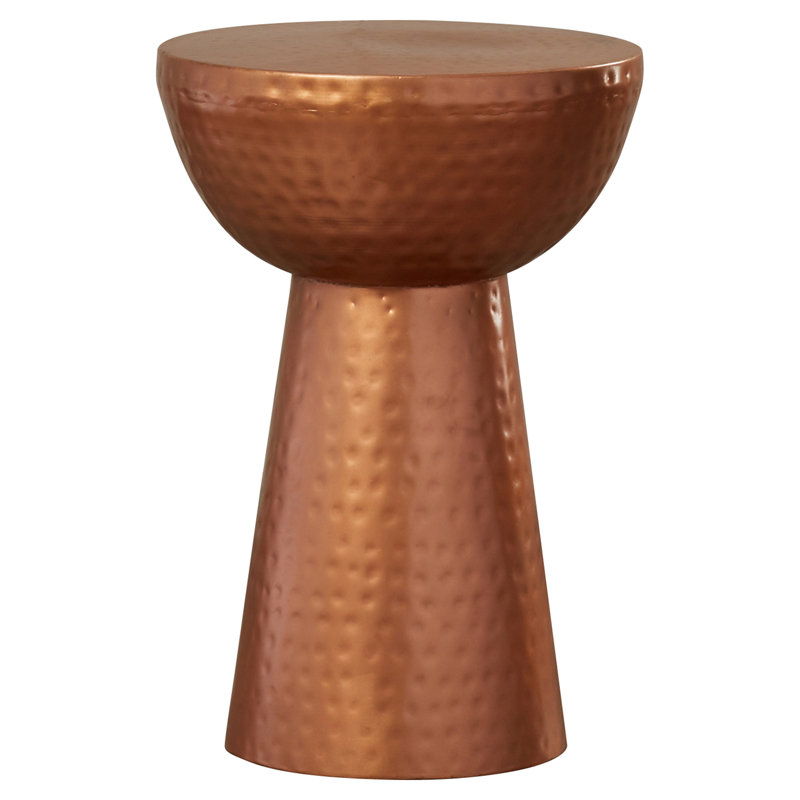 Vintage-Inspired Copper Metal Round Accent Stool - 22.5" x 15.4"