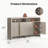 60" Modern Fluted Sideboard Buffet Cabinet With 4 Doors And Adjustable Shelves, Credenza Accent Cabinet with 2 Open Storage
