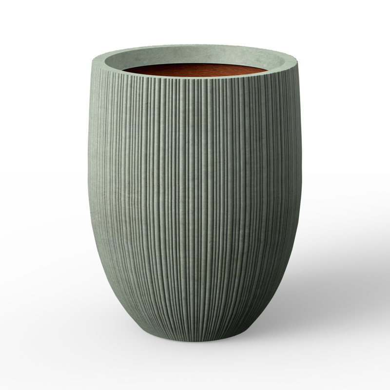 17 po Grand pot à fleurs rond en béton avec trous de drainage (intérieur amélioré), Sauge grise (intérieur amélioré)