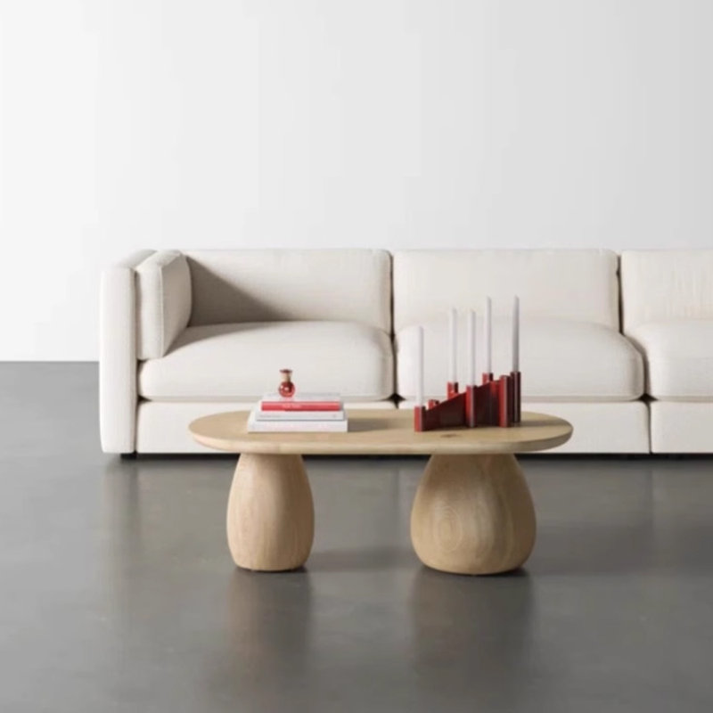 Minimalist solid wood coffee table, Burlywood, 15.74" H x 39.37" L x 23.62" W