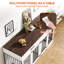 Meuble en bois pour cage de chien avec séparateur renforcé, 2 tiroirs et 2 bols pour chien.-727220910