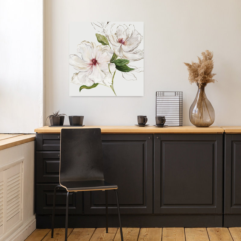 Rose Bontanical II, délicat, pivoine contemporaine, art floral naturel, H 18 po x l 18 po