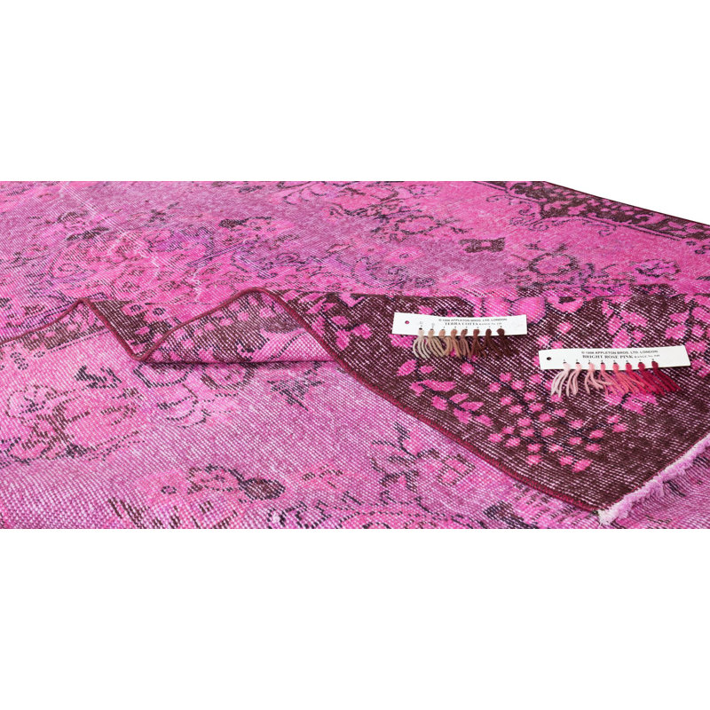 Tapis noué à la main 5,4 x 9,2 pi de couleur turque, motif de médaillon floral noué à la main
