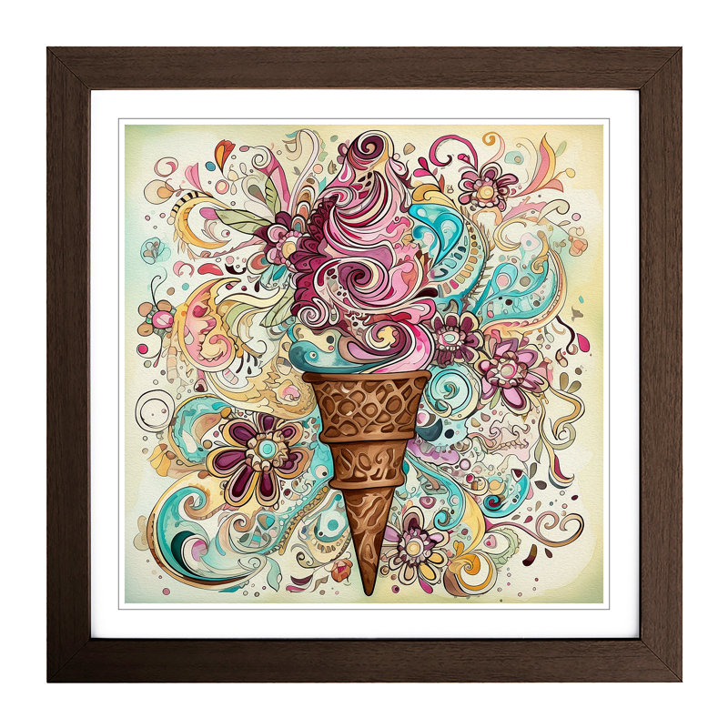 Ice Cream Paisley - Framed Print, Walnut
