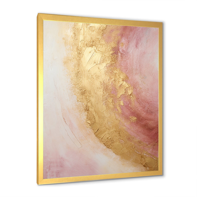 Or rose, désert, mirage, spirale I - abstrait, spirales sur toile, Cadre photo doré simple, H 20 po x l 12 po x P 1 po