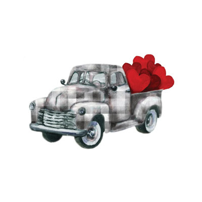 «Valentine Truck With Hearts» par - Toile tendue