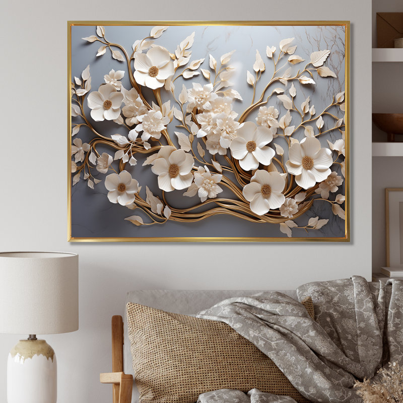 «White Orchid Tree Garden of Branches 7», reproduction d'art sur toile florale abstraite - reproduction d'orchidée sur toile