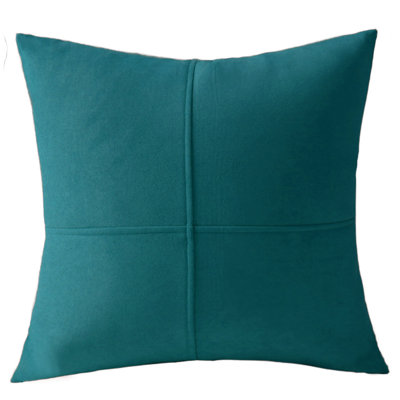 Teal Set of 2 Plain Colors Equal Quadrants Velvet Throw Pillows FULL set with inserts size 20"x20"