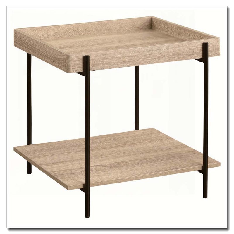 Table de bout en bois d'ingénierie brun clair Miller