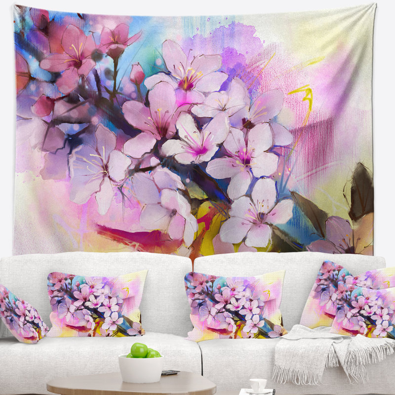 Tapisserie d'aquarelle japonaise, H 78 po x l 92 po