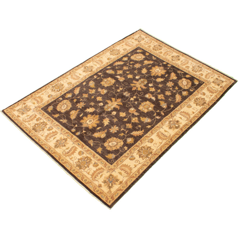Tapis décoratif en laine de conception unique en laine gris foncé de conception unique 6 pi 3 po x 8 pi 10 po noué à la main New Age