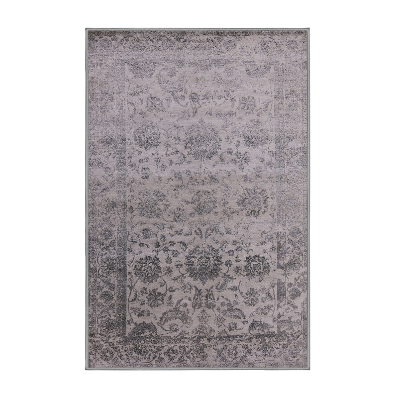 Tapis oriental noir / gris Shavonne, Rectangle 6 pi x 9 pi