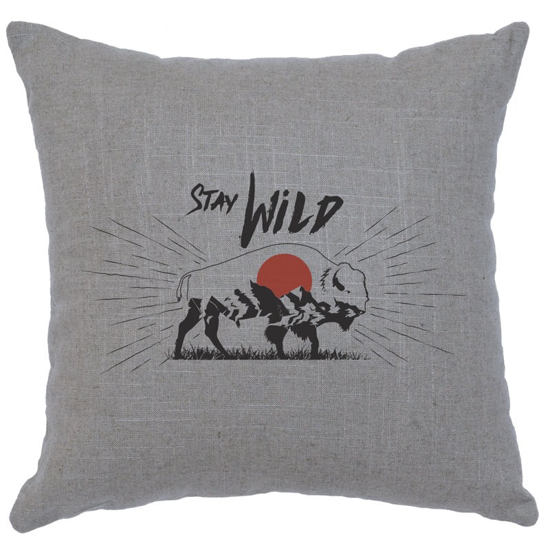 Coussin Wooded River Image - Stay Wild - Lin gris, Gris