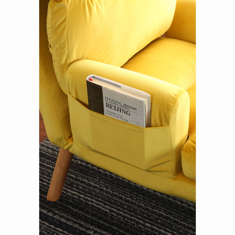 Fauteuil clic-clac avec repose-pieds 1pc, Tissu jaune, Noir