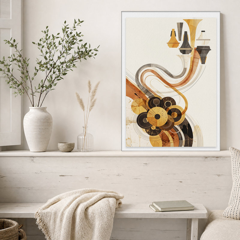 Toile abstraite beige et brune, H 36 po x l 24 po