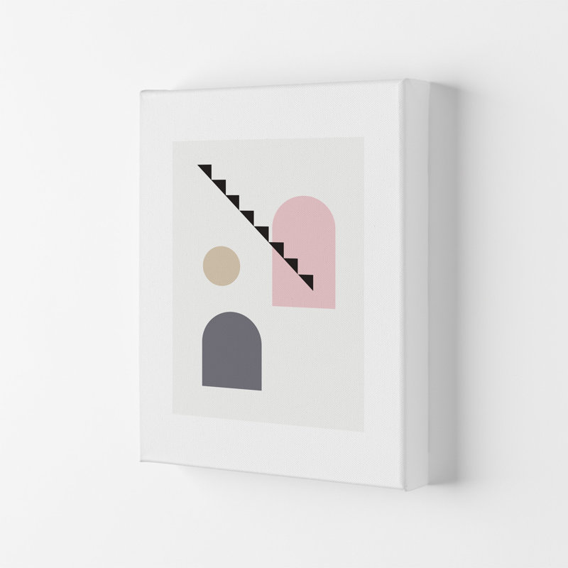 Mila Pink Stairs Left N4 by Pixy Paper - Print, 84cm H x 59.4cm W x 4cm D, Wrapped Canvas