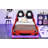 Wood Twin Size Race Car-Shaped Platform Bed With LED And Upholstered Backrest-1630959878