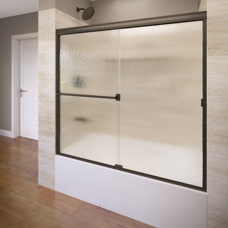 Classic 60 in. W x 57 in. H Bypass Semi-Frameless Tub Door with Header, Rain, Oil Rubbed Bronze