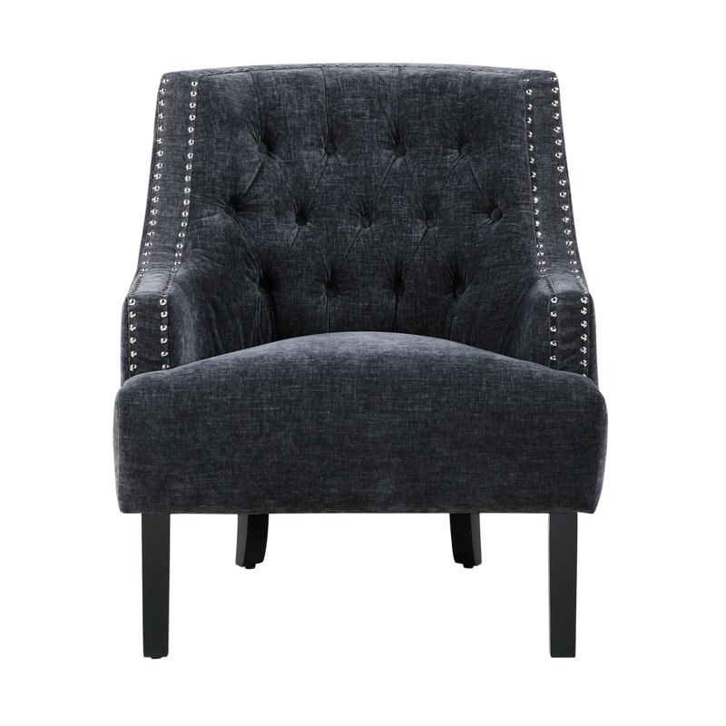 Upholstered Wingback Chair, Black Fabric